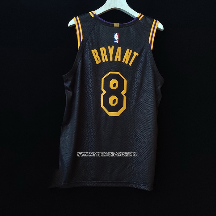 Kobe Bryant NO 8 Camiseta Los Angeles Lakers Black Mamba Autentico Negro